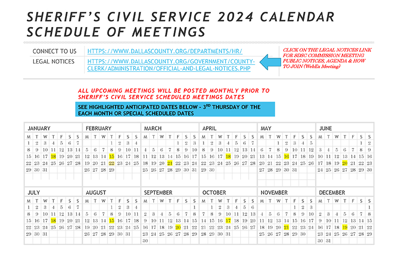 Sheriff's Civil Service Calendar