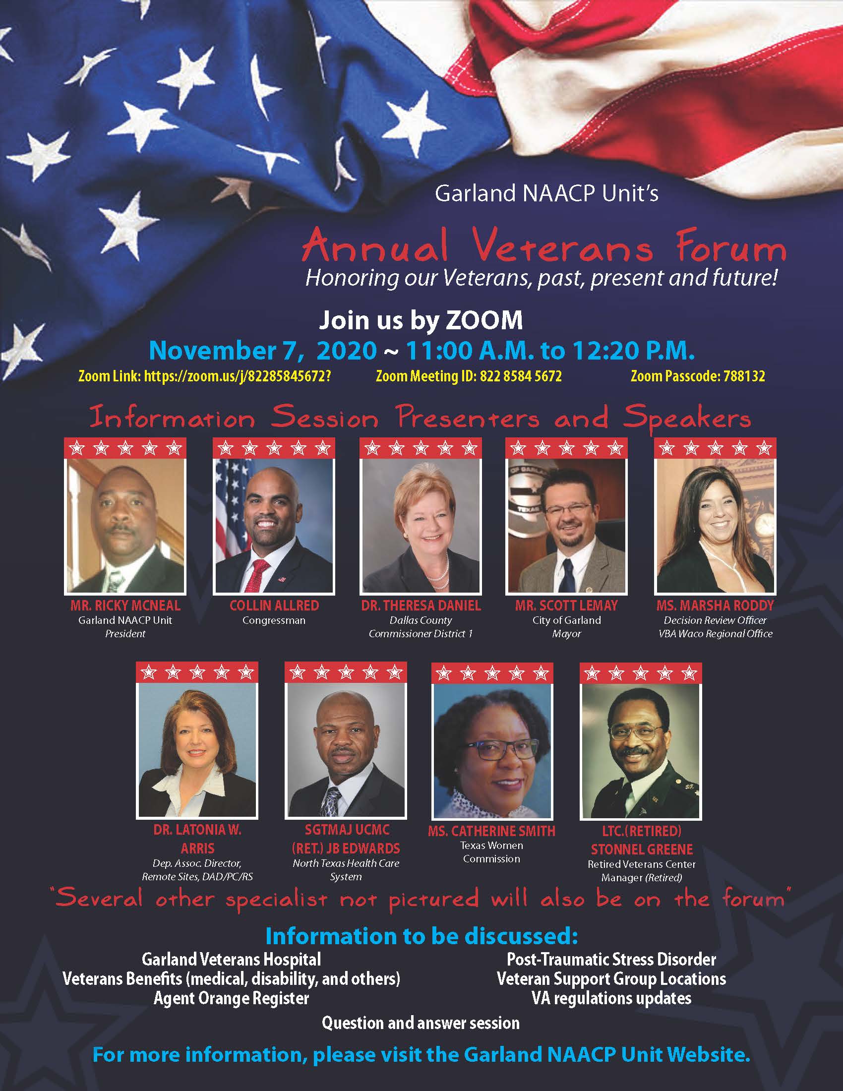 Please Join Us – Garland NAACP Unit Annual Veterans Forum
