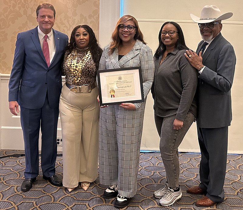 2024 Dallas Bar Association Outstanding County Court at Law Staff of the Year 2024 Dallas Bar Association Outstanding County Court at Law Staff of the Year Staff with Award.