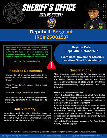 Deputy Sgt III Exam Flyer