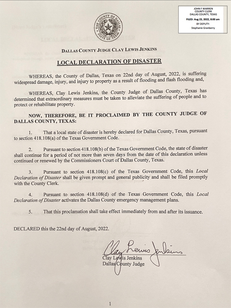 Image of Flooding Local Declaration of Disaster